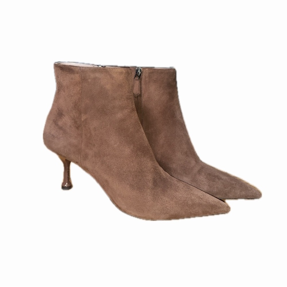 PRADA Suede Sculpted Heel Ankle Boot 65mm